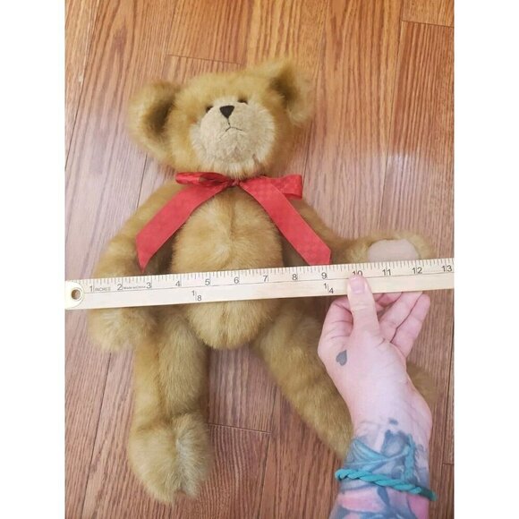 Boyds Bear Stuffed Animal Plush Bear Red Bow Teddy Bear Pellet Filled Sits EUC - Picture 13 of 13